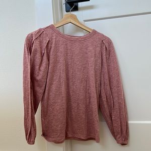 Pleated Long Sleeve Tee - Pink